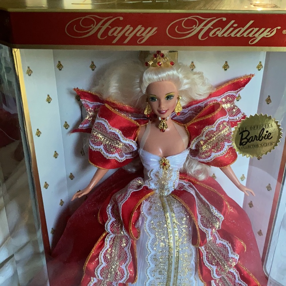 Rare 1997 Happy Holiday BLONDE Barbie in Acrylic Case - Picture 7 of 11